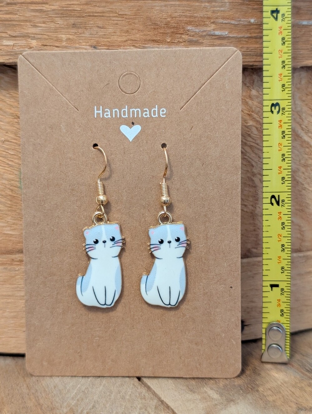 Cat Enamel Metal Earrings NEW
